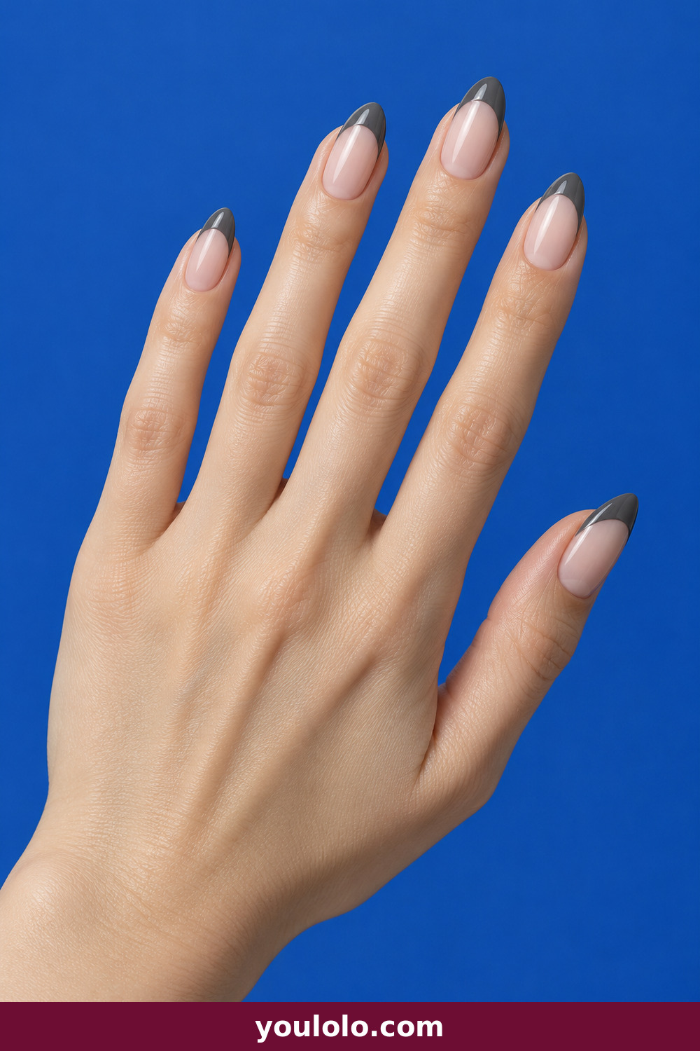 Grey Nails idea 14: Graphite French