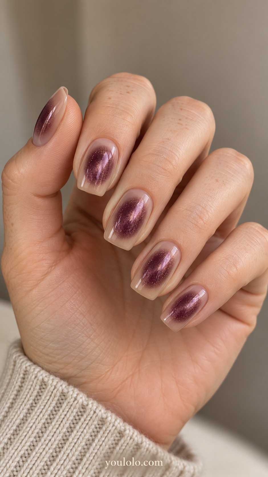 plum cat eye nails — Oval Plum Gem Windows