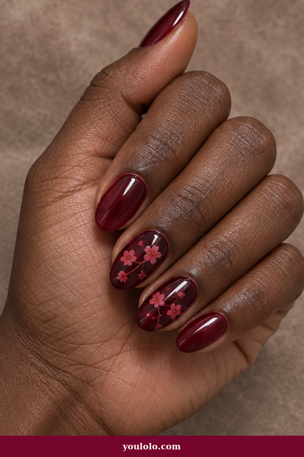 Black Cherry Blossom Jelly Cherry Blossom Nails idea