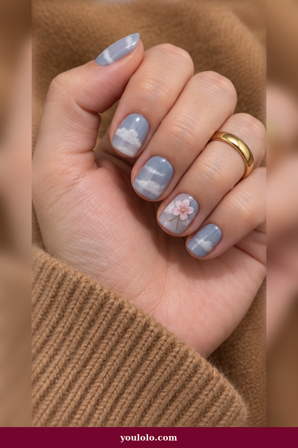 Cloudy Blue Spring Manicure BTS Nails idea