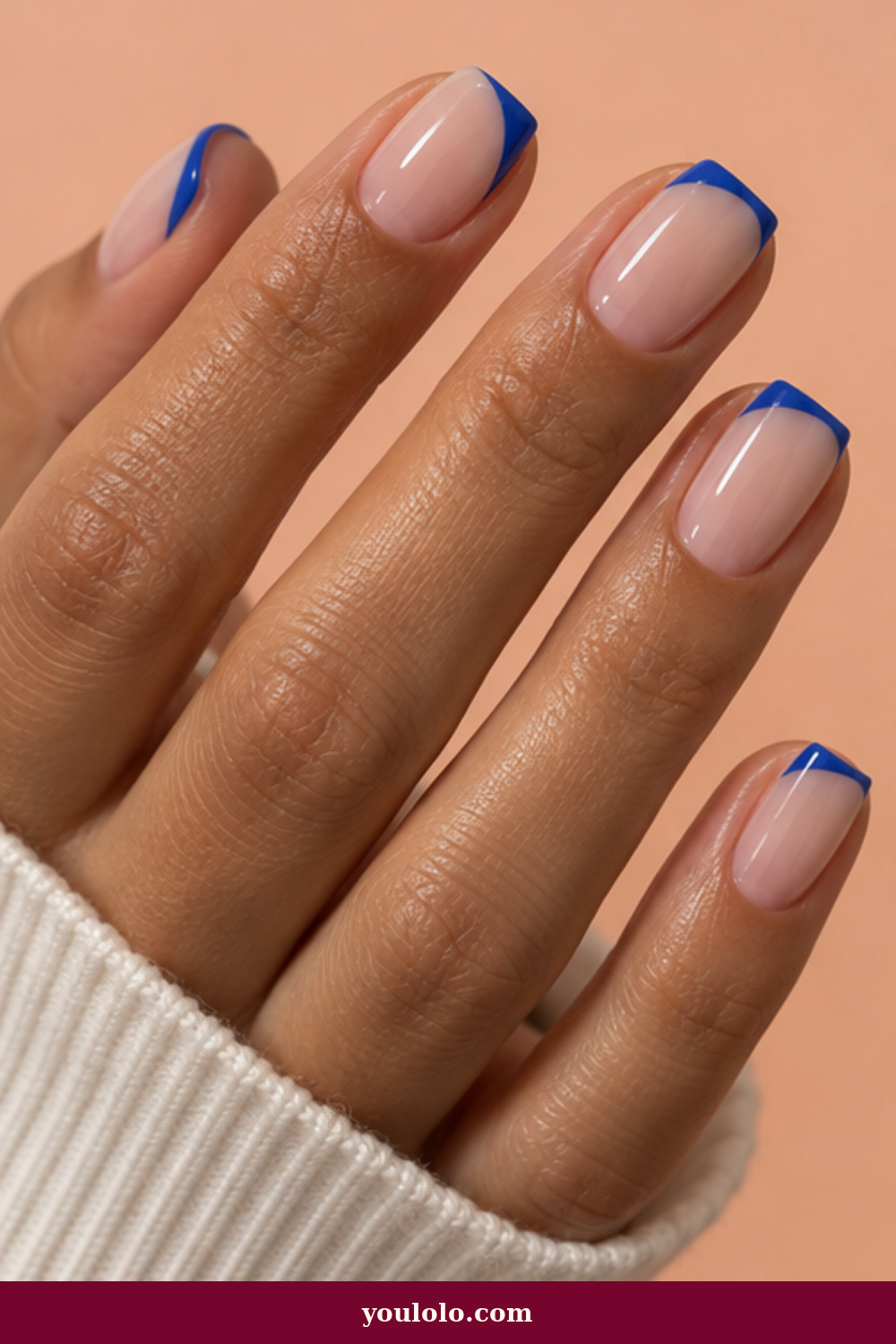 Simple Funky Nails idea 15: Cobalt Corner French