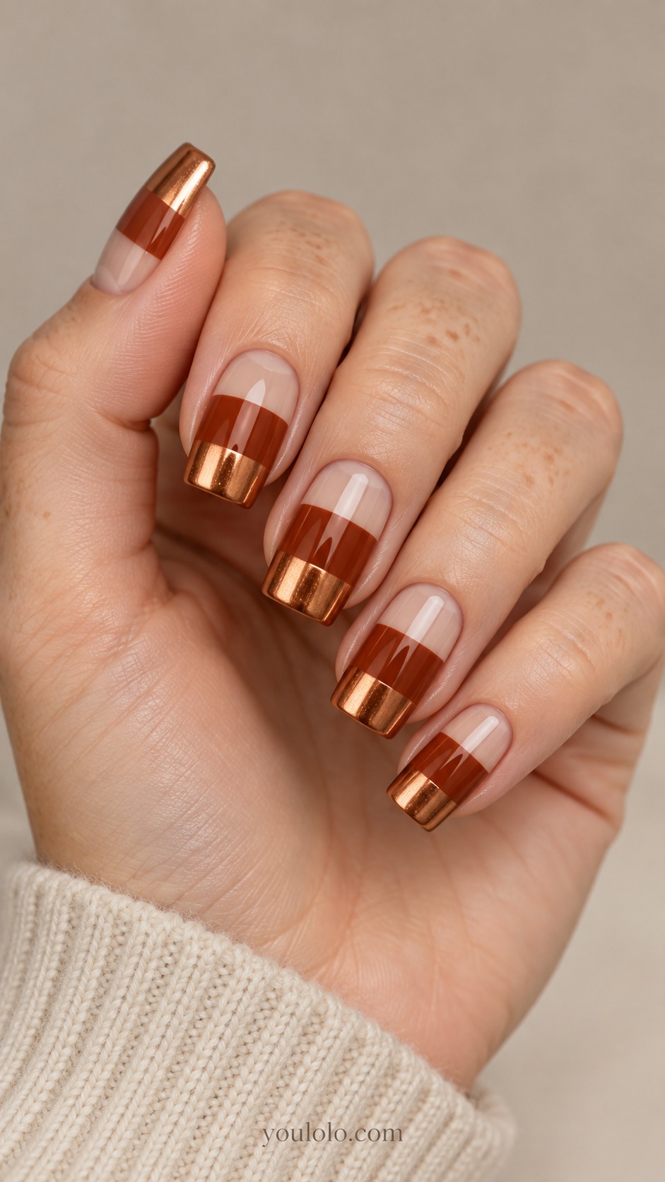 copper chrome nails — Copper Sunset Bands