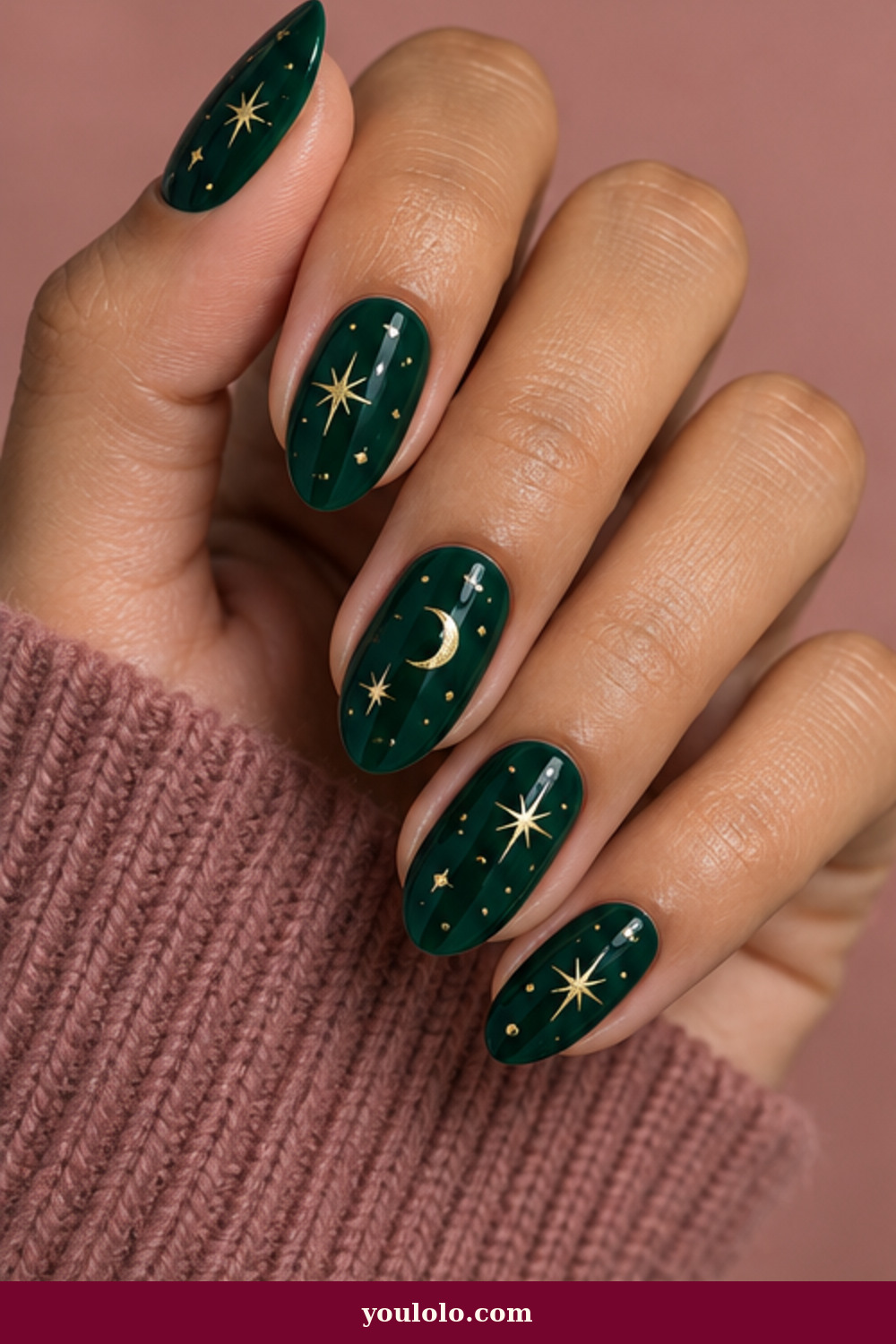 Emerald Green Nails idea 15: Emerald Celestial