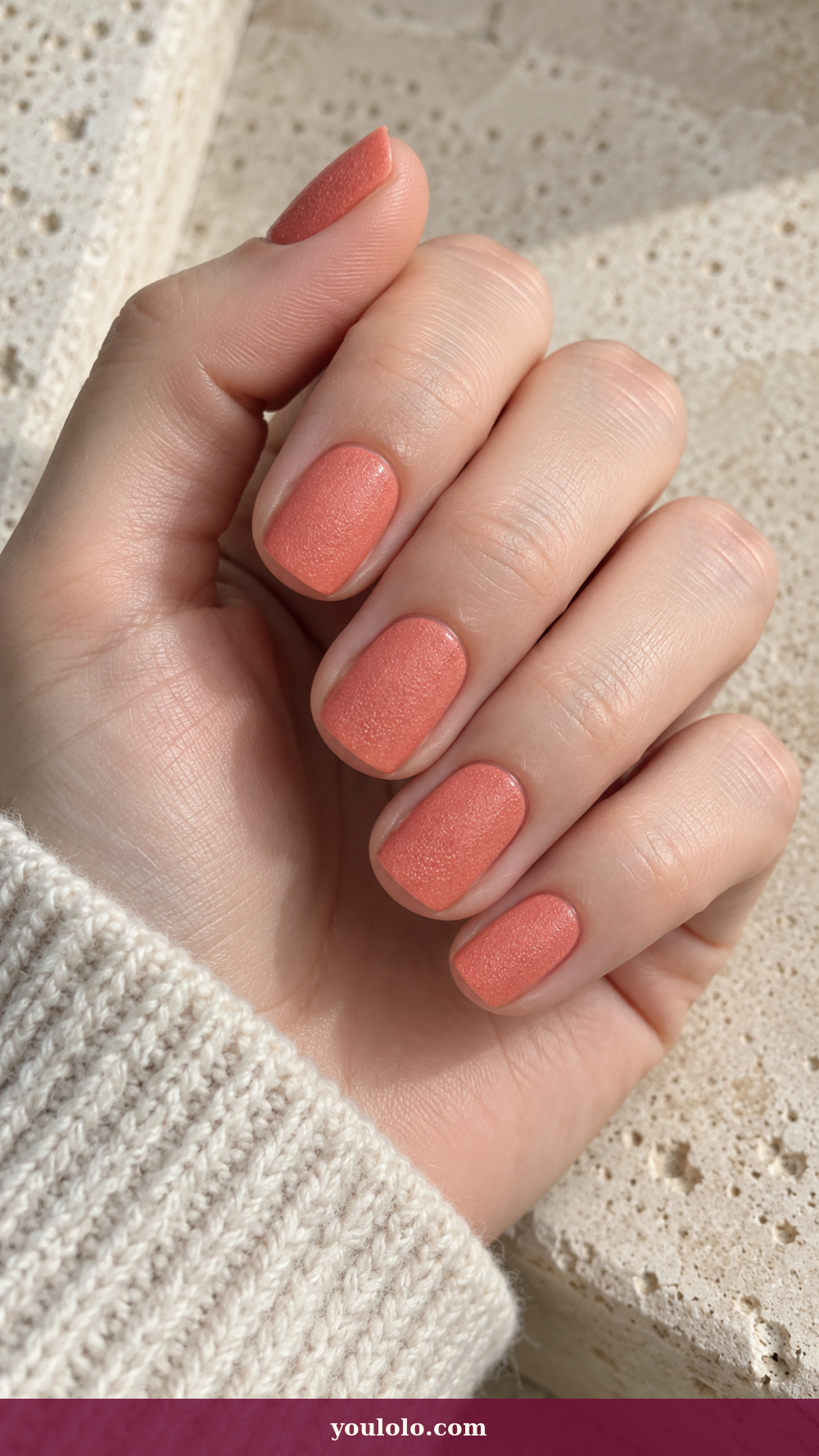 Italy Nails idea 15: Positano Coral Stucco on a realistic feminine hand