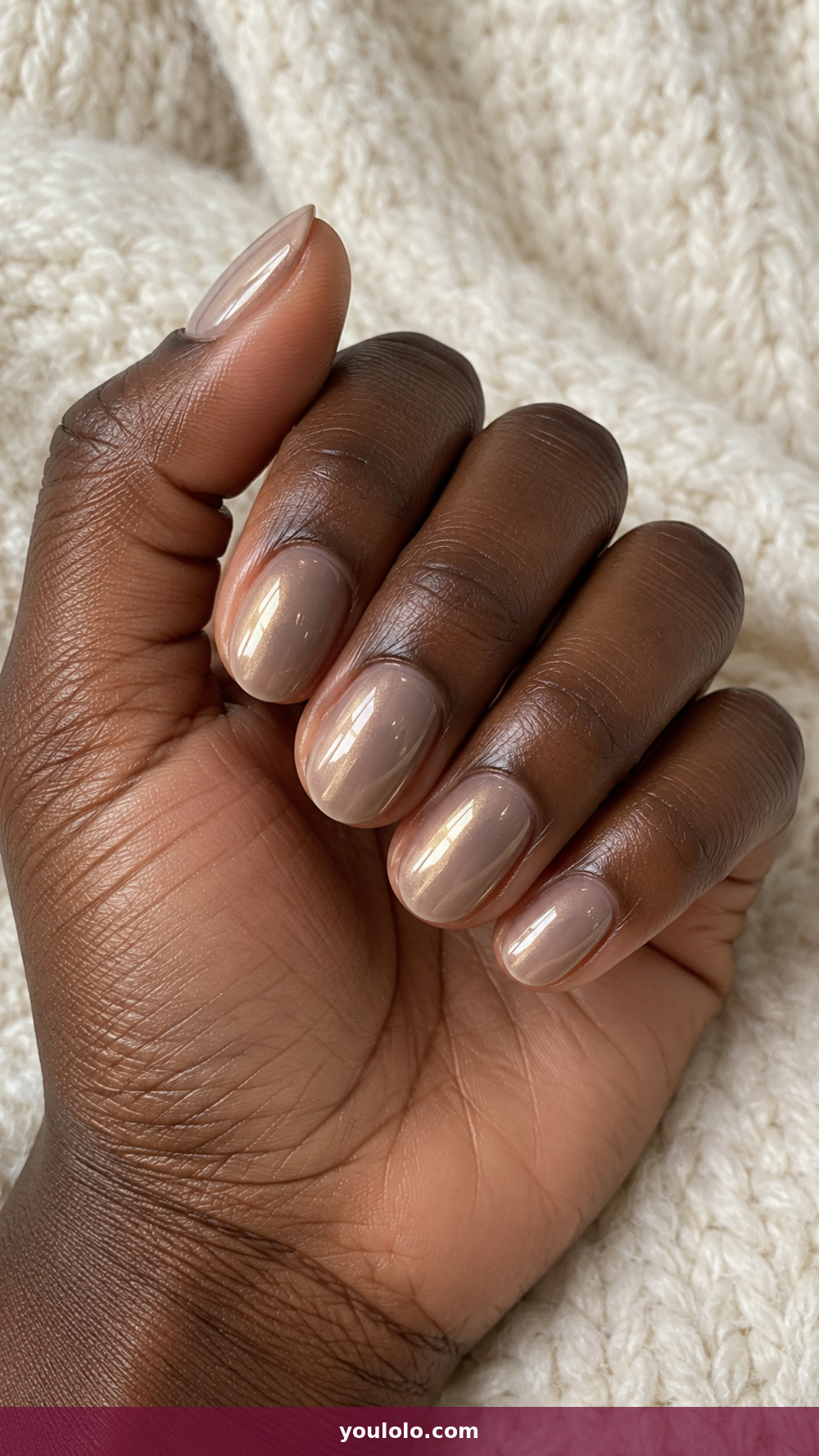 BIAB Nails Inspiration idea 15: Taupe Chrome Veil in a realistic fall manicure