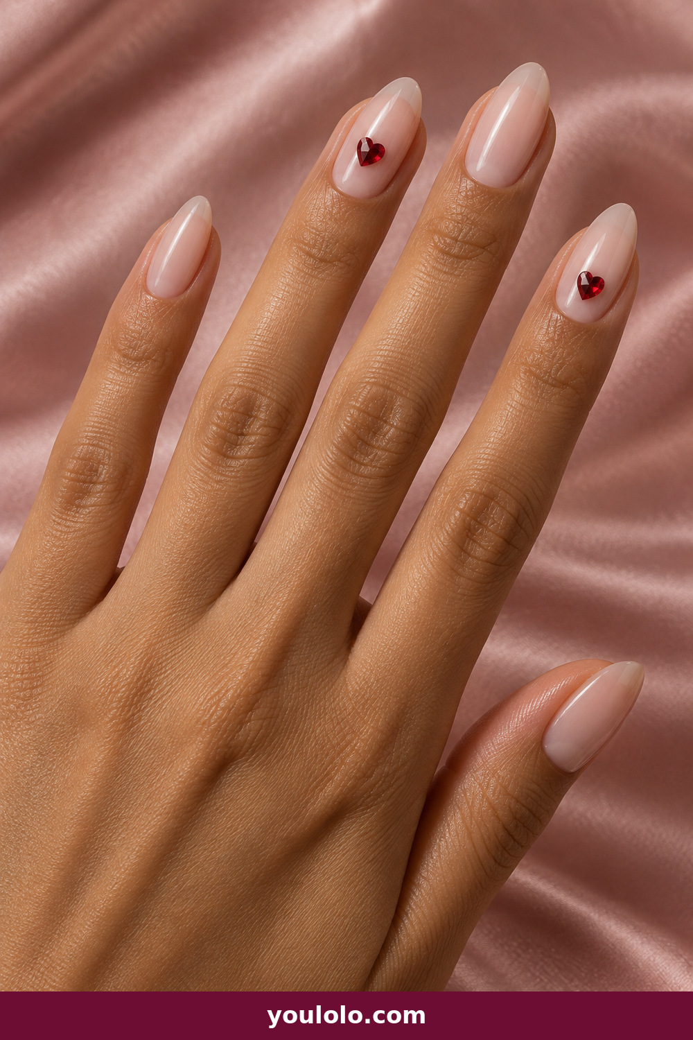 Valentines Nails Designs idea 15: Tiny Gem Hearts