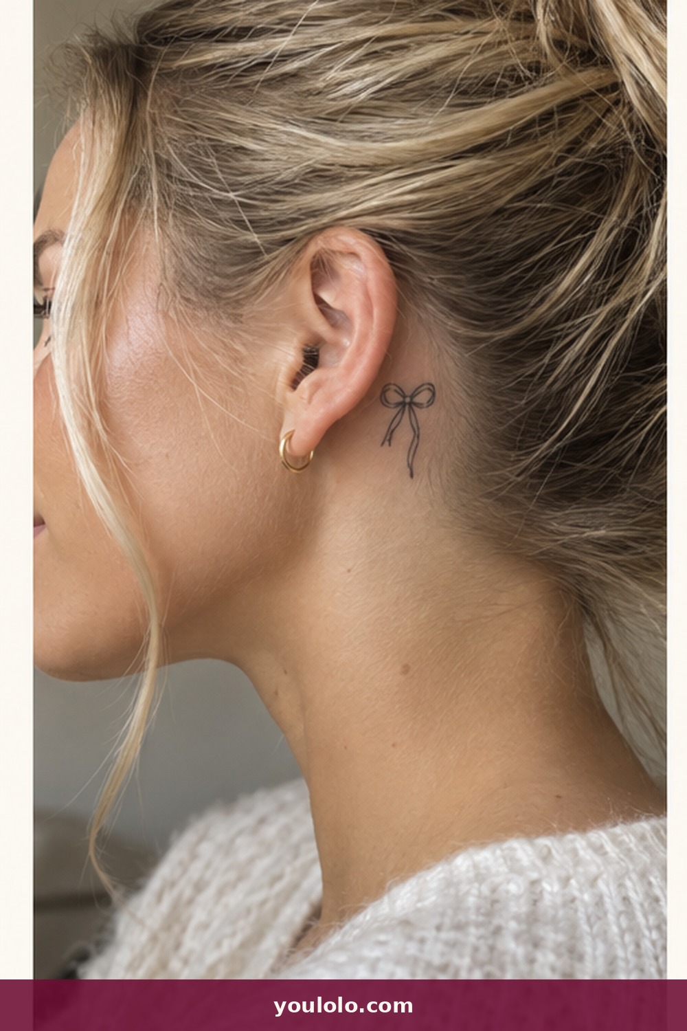 Airy Ribbon Bow — idea 16 from Behind the Ear Tattoos for Women