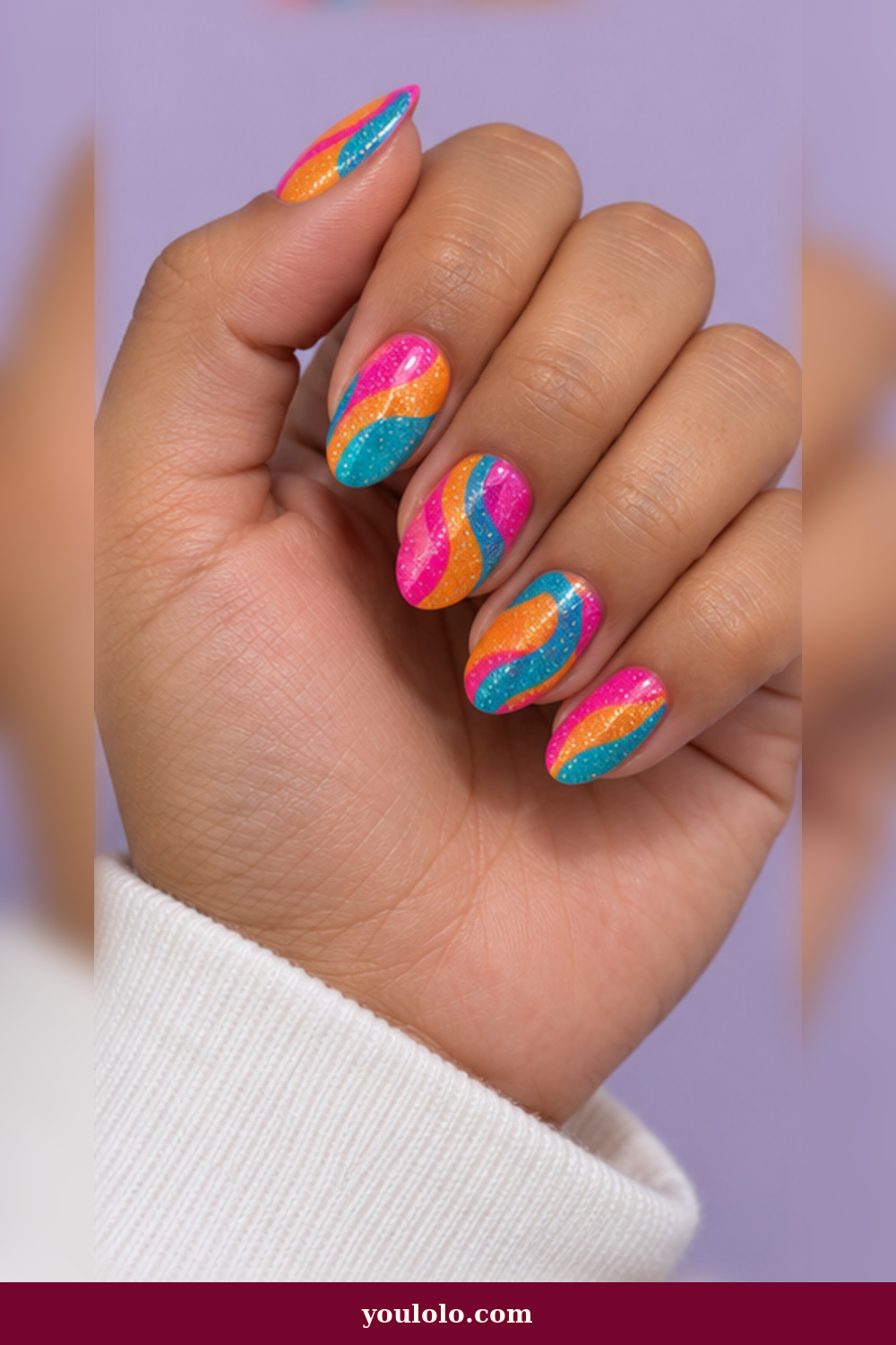 Dynamite Disco Waves BTS Nails idea