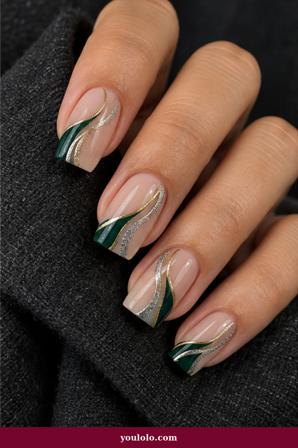 Emerald Green Nails idea 16: Emerald Mixed Metal