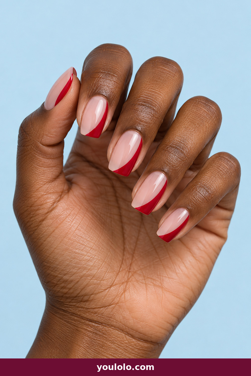 Valentines Nails Designs idea 16: Lipstick Side French