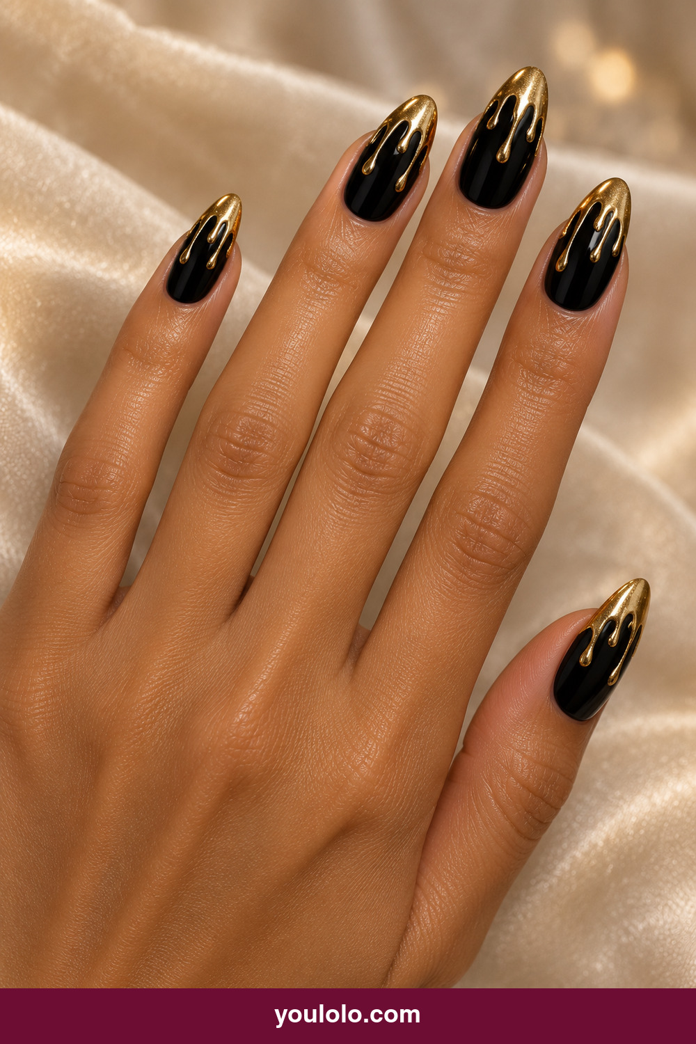 NYE Nails idea 16: Molten Gold Drips