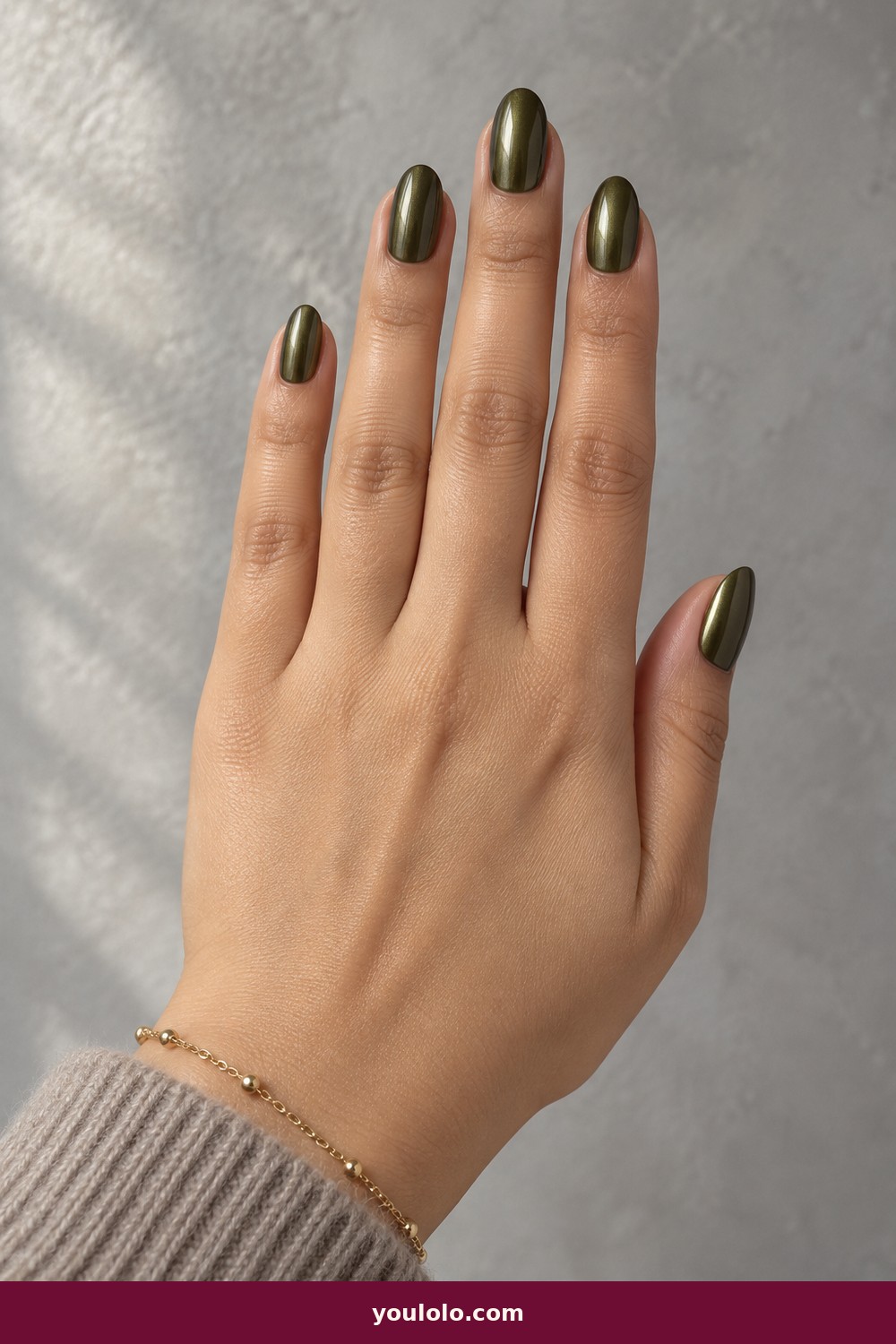 Olive Chrome — Nails Fall idea 16