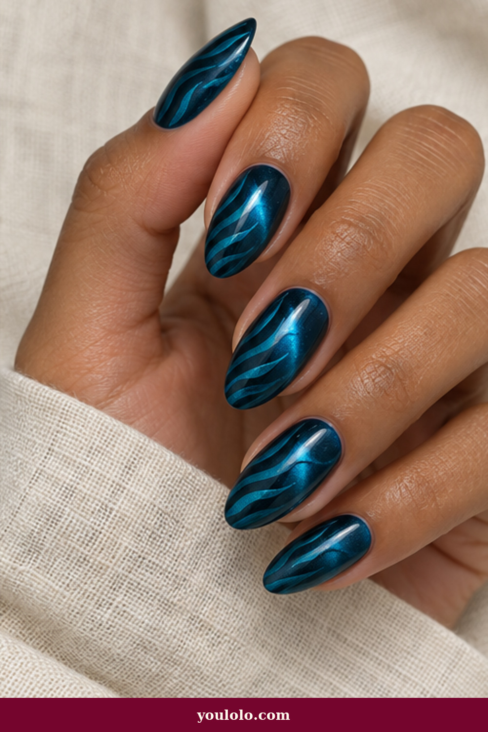 Zebra Print Nails idea 16: Petrol Velvet Zebra
