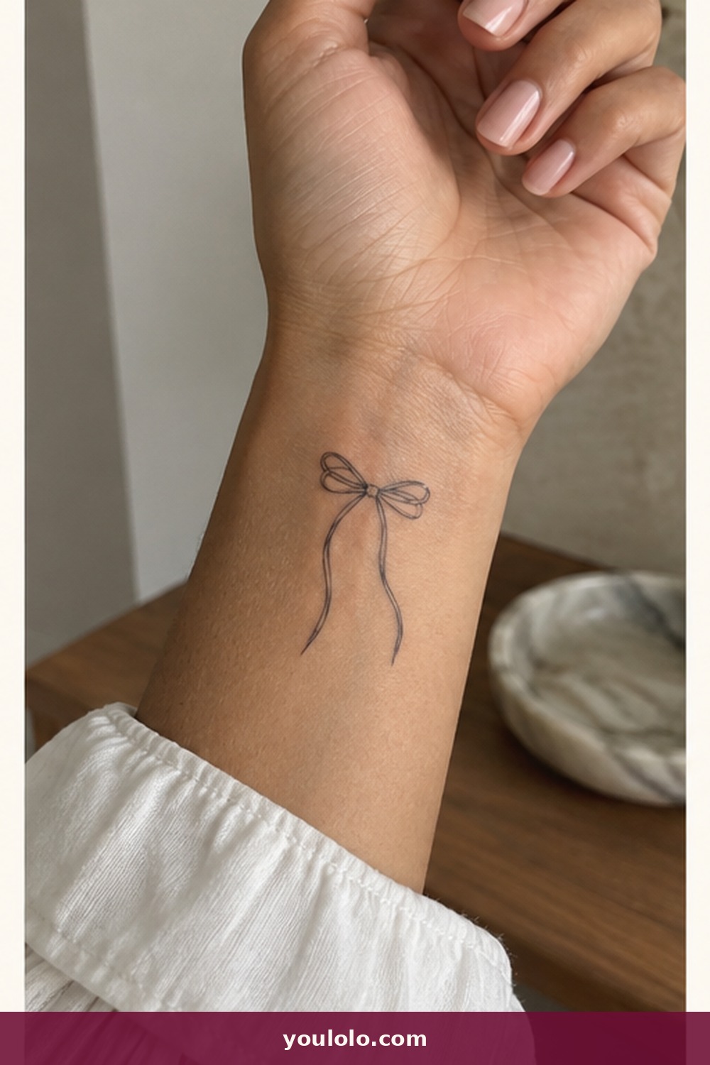 Airy Ribbon Bow — idea 17 from Dainty Wrist Tattoos for Women
