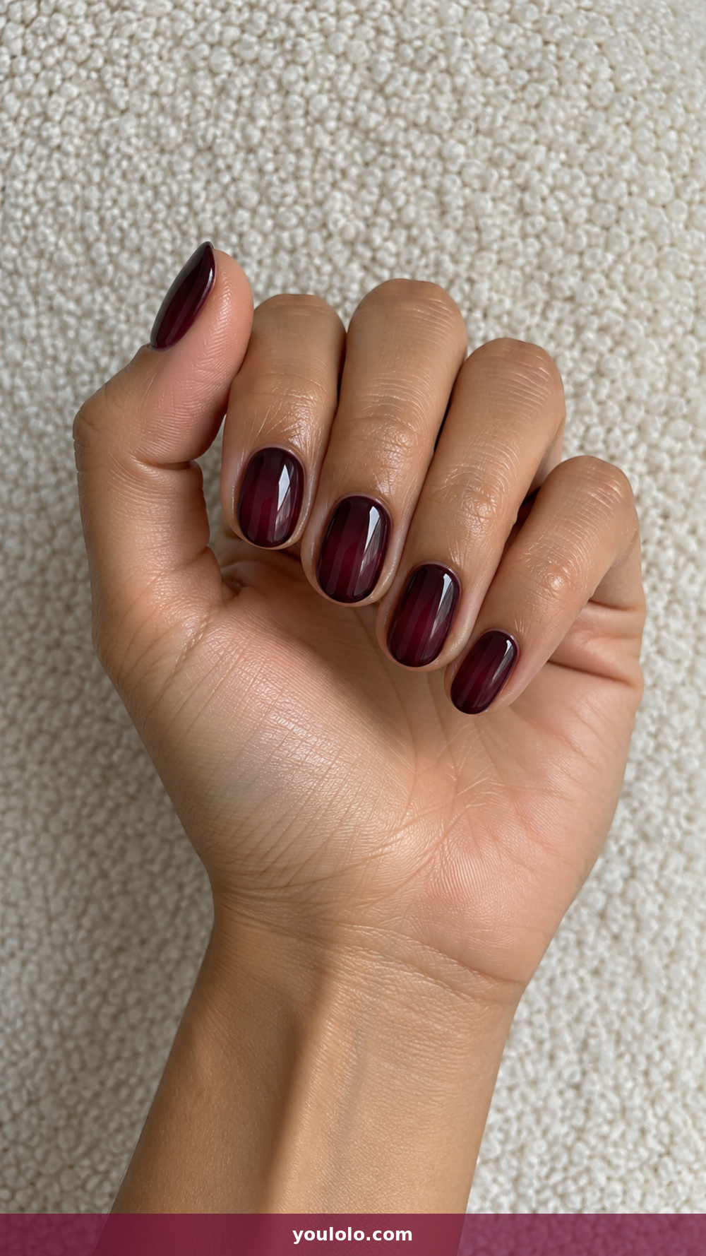Short Oval Nails idea 17: Blackberry Aura Outline in a realistic fall manicure