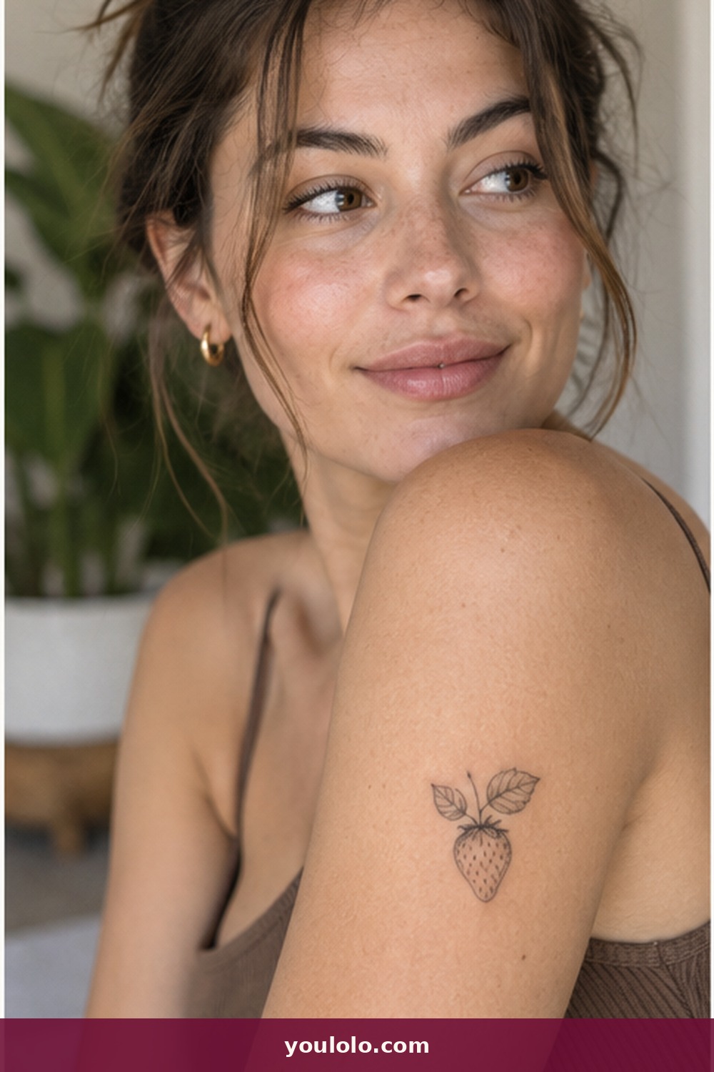 Botanical Strawberry — idea 17 from Fine Line Tattoos for Women