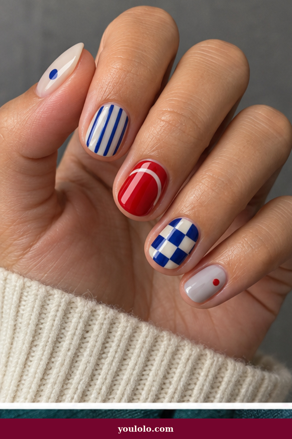 Simple Funky Nails idea 17: Cohesive Mismatched Set