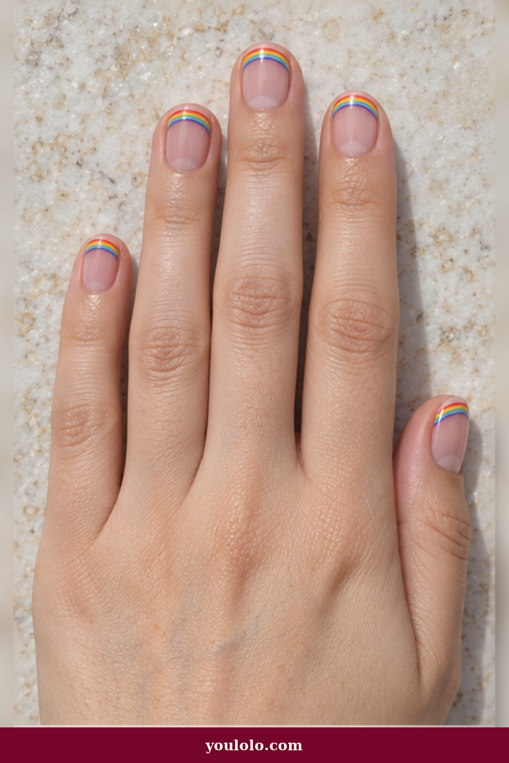 Double-Arc Rainbow French Rainbow Nails idea
