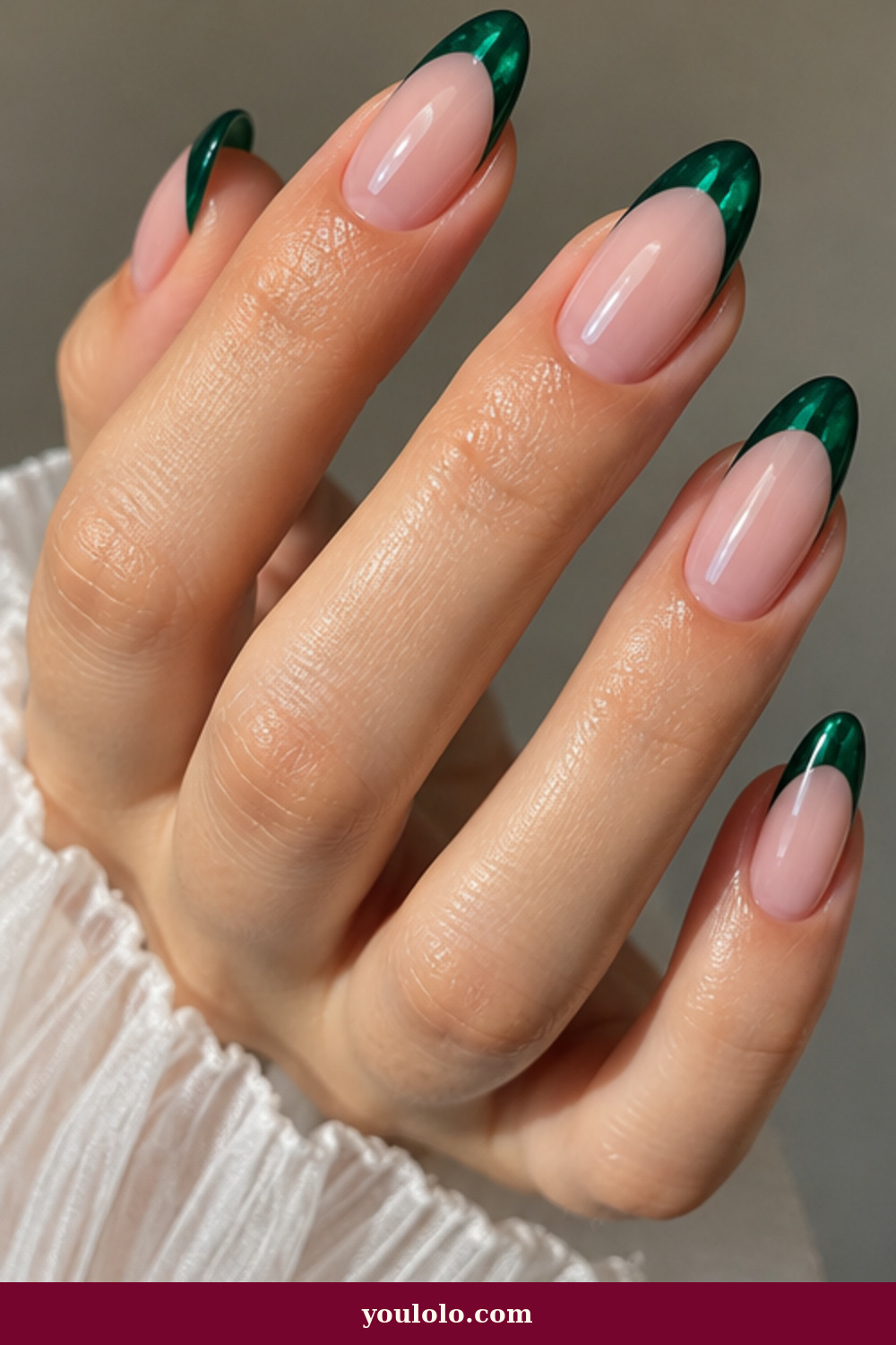 Emerald Green Nails idea 17: Emerald Glass French