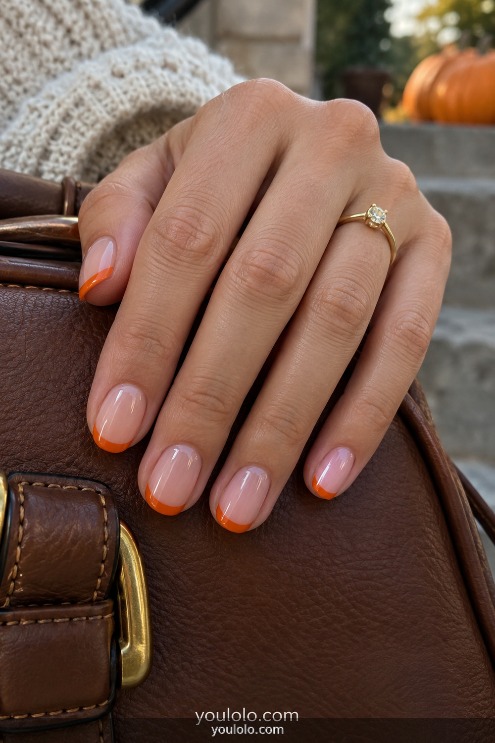 Pumpkin orange micro French Easy Halloween Nails