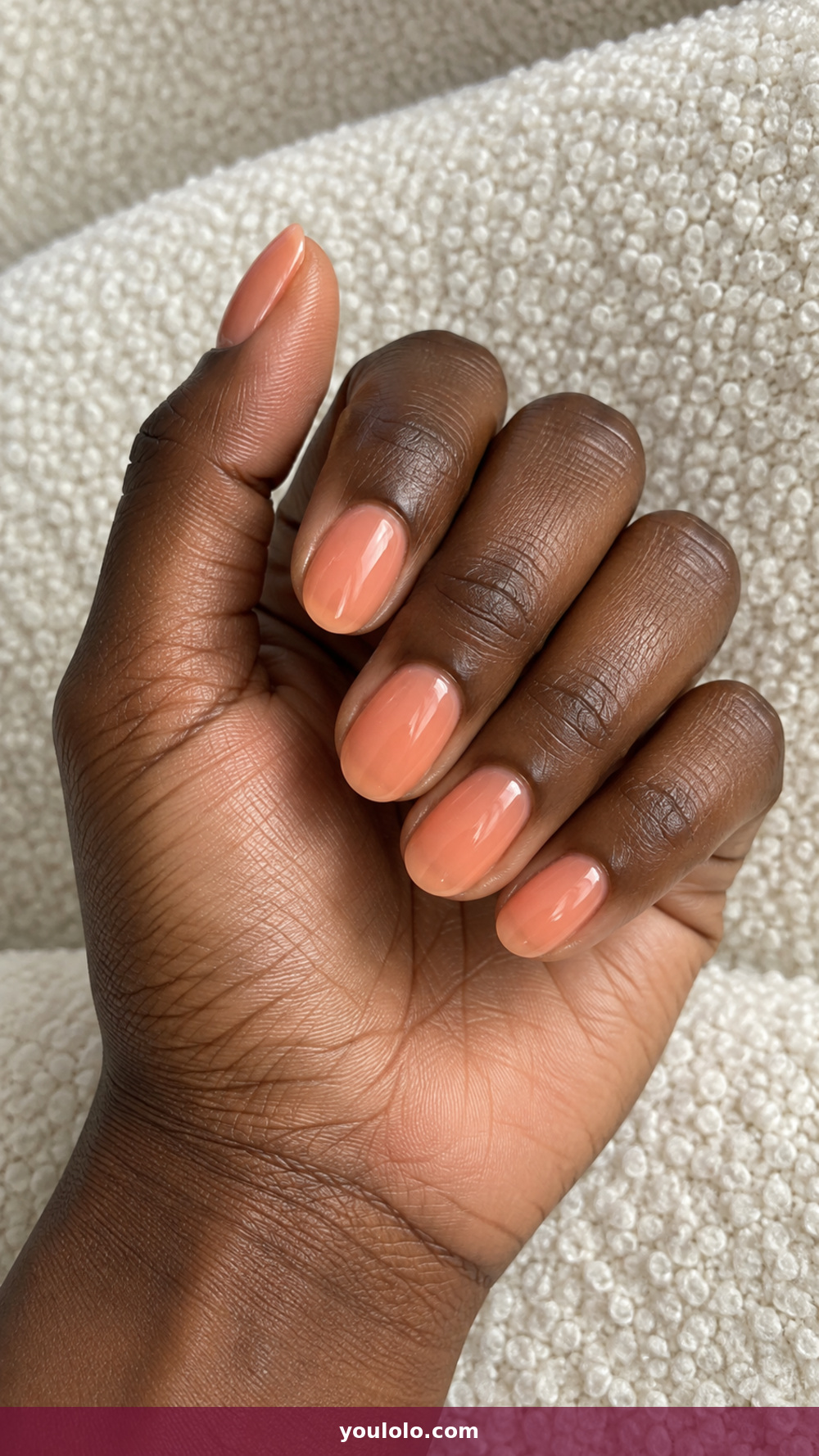 Peach Nails idea 17: Papaya Glass Nails in a realistic fall manicure