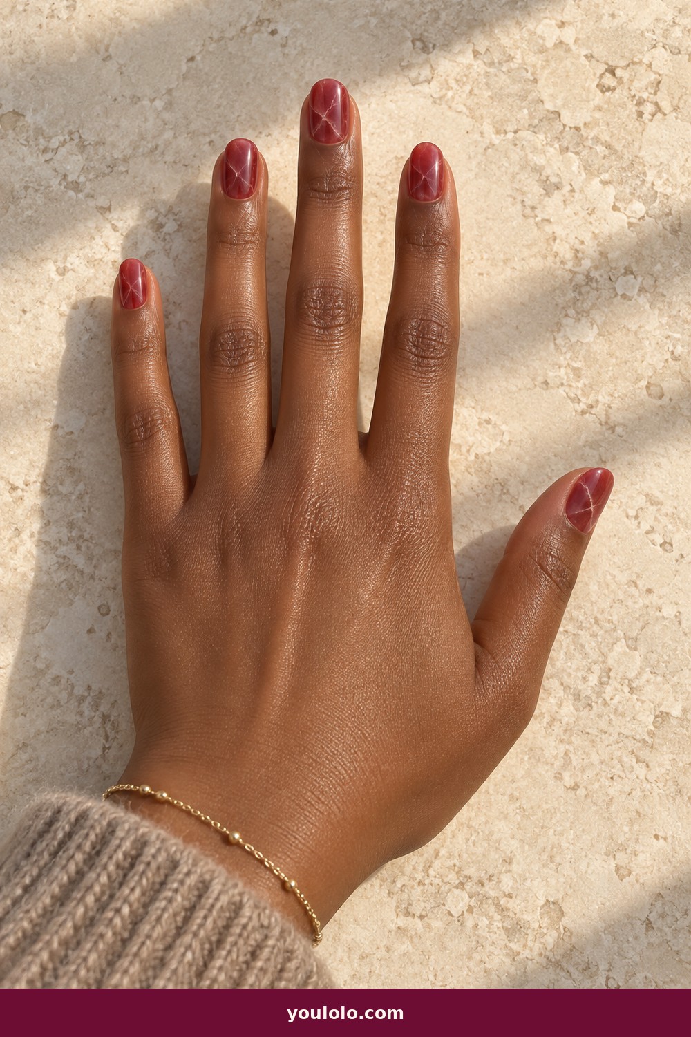 Poppy Dot Cuffs — Short Red Nails idea 17