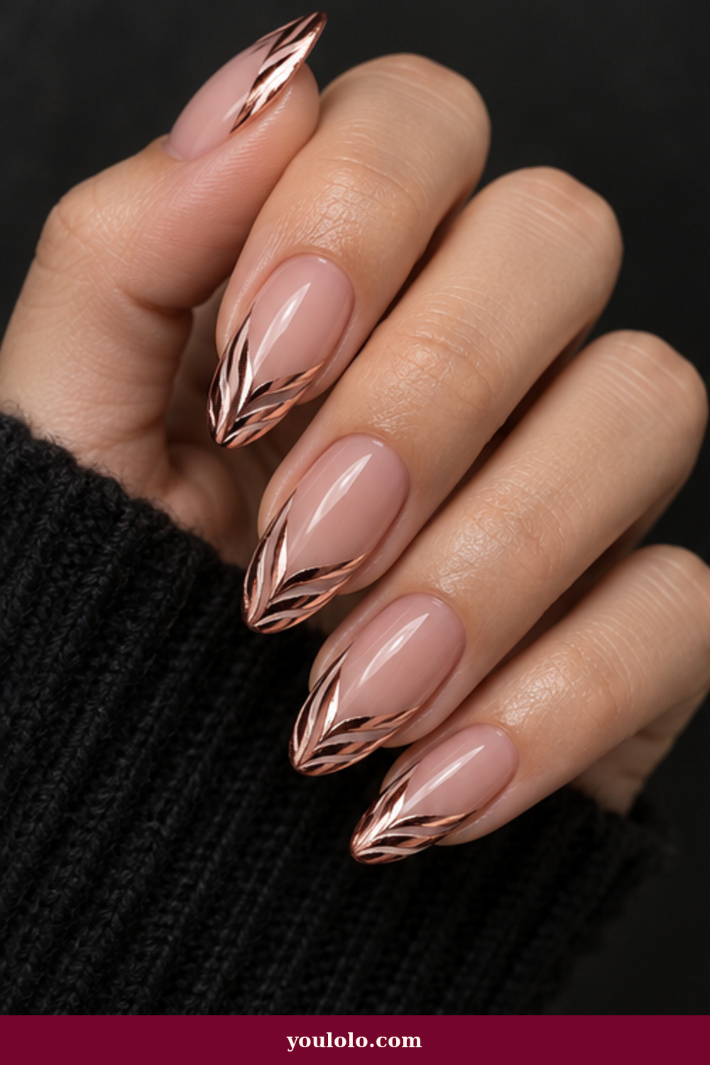 Zebra Print Nails idea 17: Rose-Gold Zebra Edge