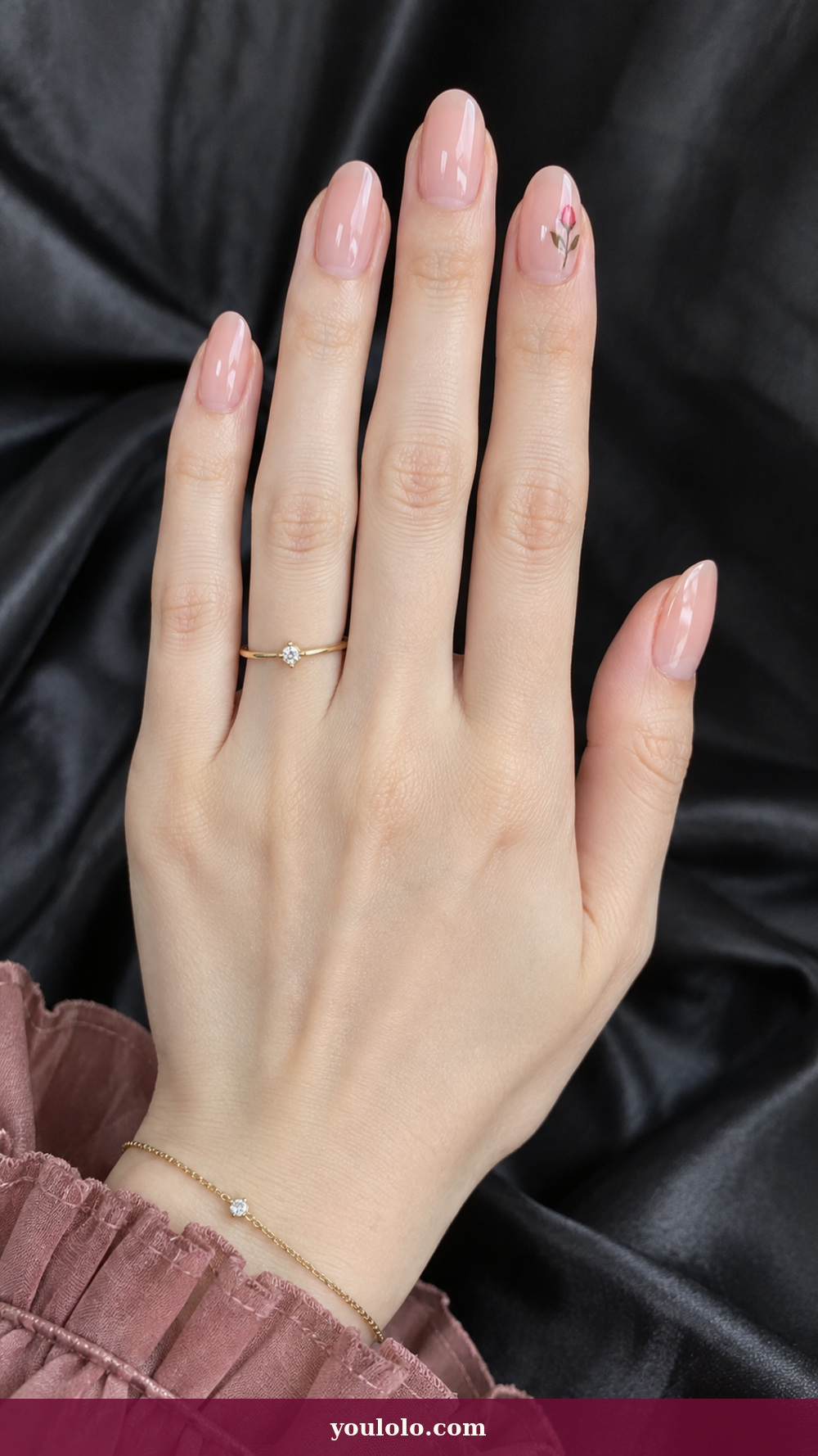 Simple Spring Nails idea 17: Rosebud Side Note on a realistic feminine hand