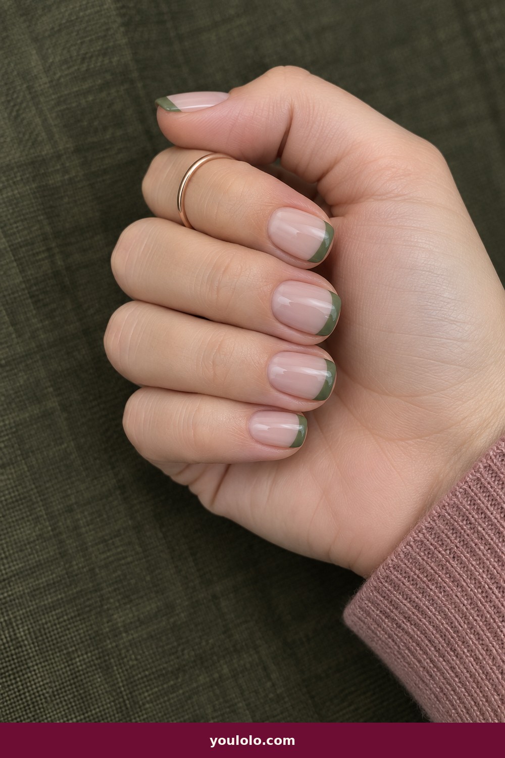 Sage Angled French — French Nails Ideas idea 17