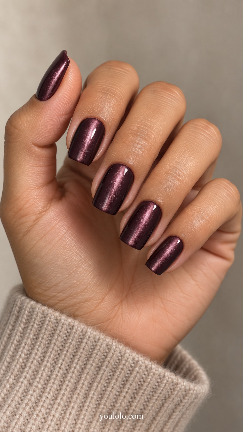 plum cat eye nails — Vertical Plum Spotlight
