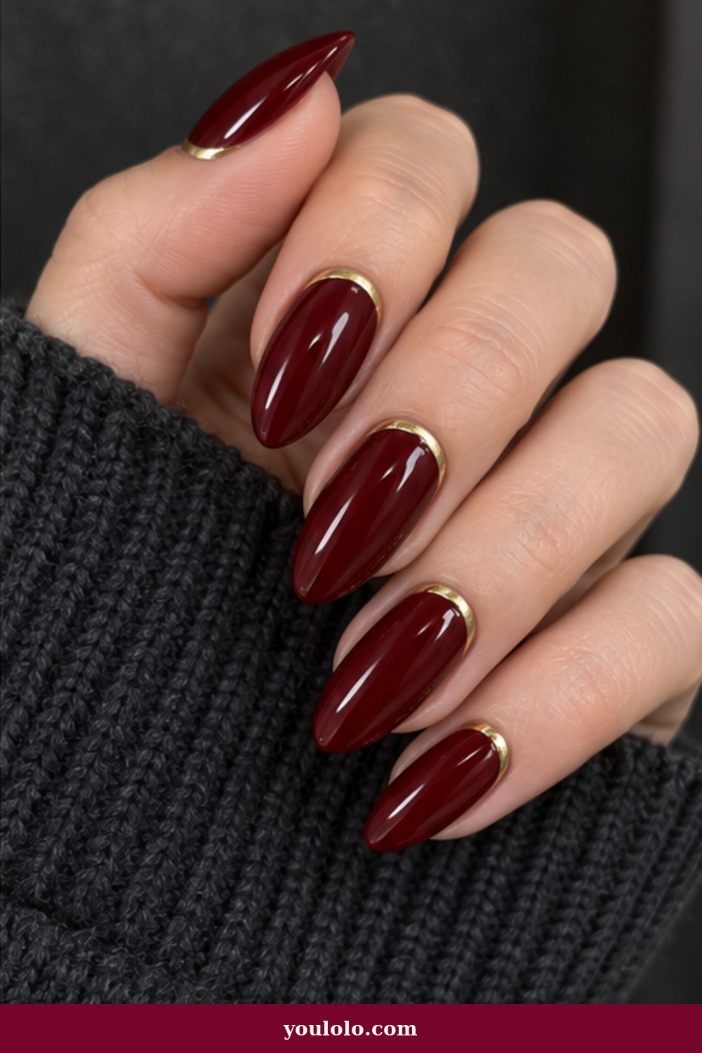 Luxury Nails idea 18: Garnet Gold Cuffs