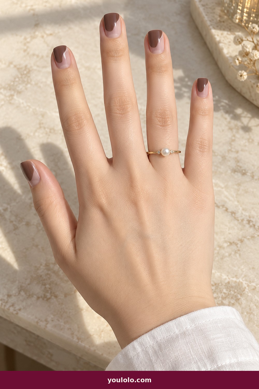Mocha Negative Space — Nails Fall idea 18