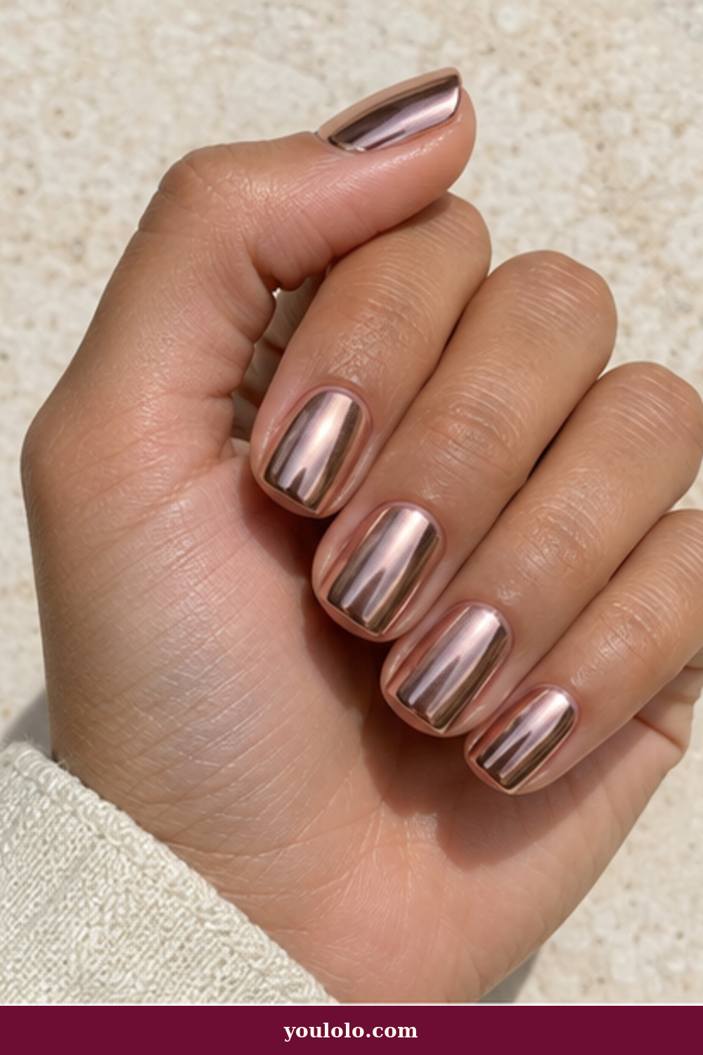 Squoval Nails idea 18: Rose-Gold Mirror Chrome