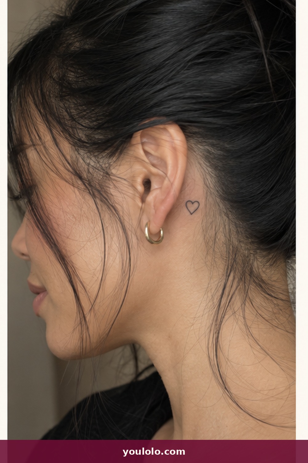 Tiny Hollow Heart — idea 18 from Behind the Ear Tattoos for Women