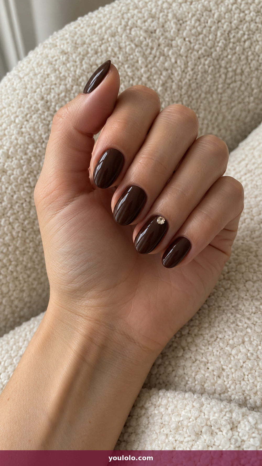 Sparkly Nails idea 19: Espresso Crystal Accent in a realistic fall manicure