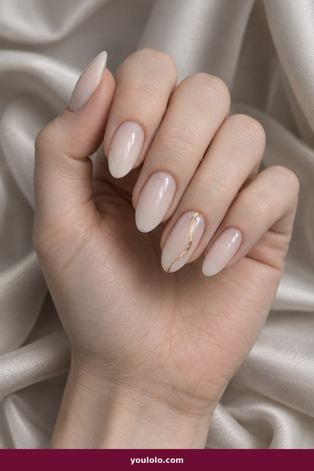 Funny Bunny Nails idea 19: Milky Gold Thread