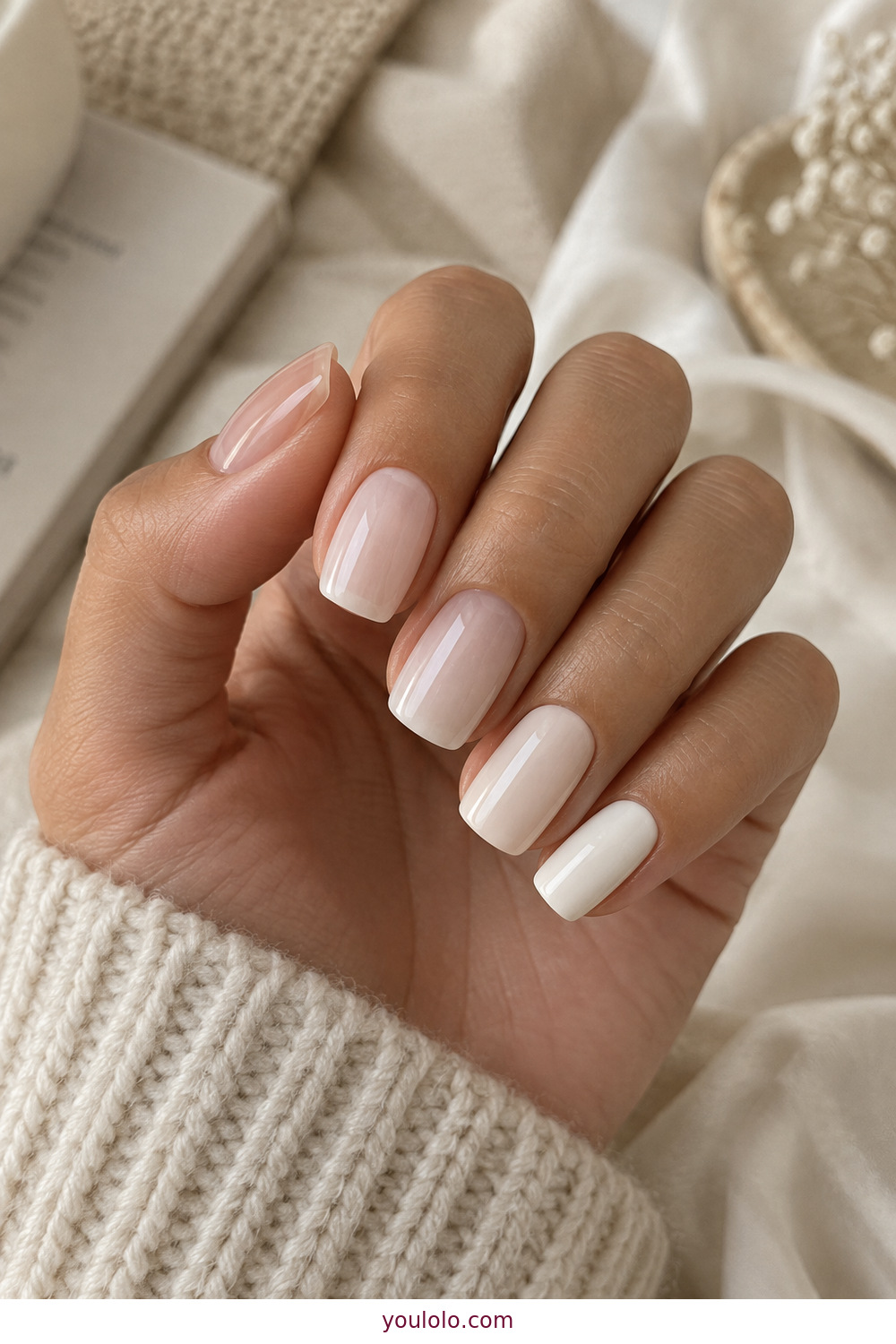 Nails Milky White opacity skittle from sheer to creamy coverage