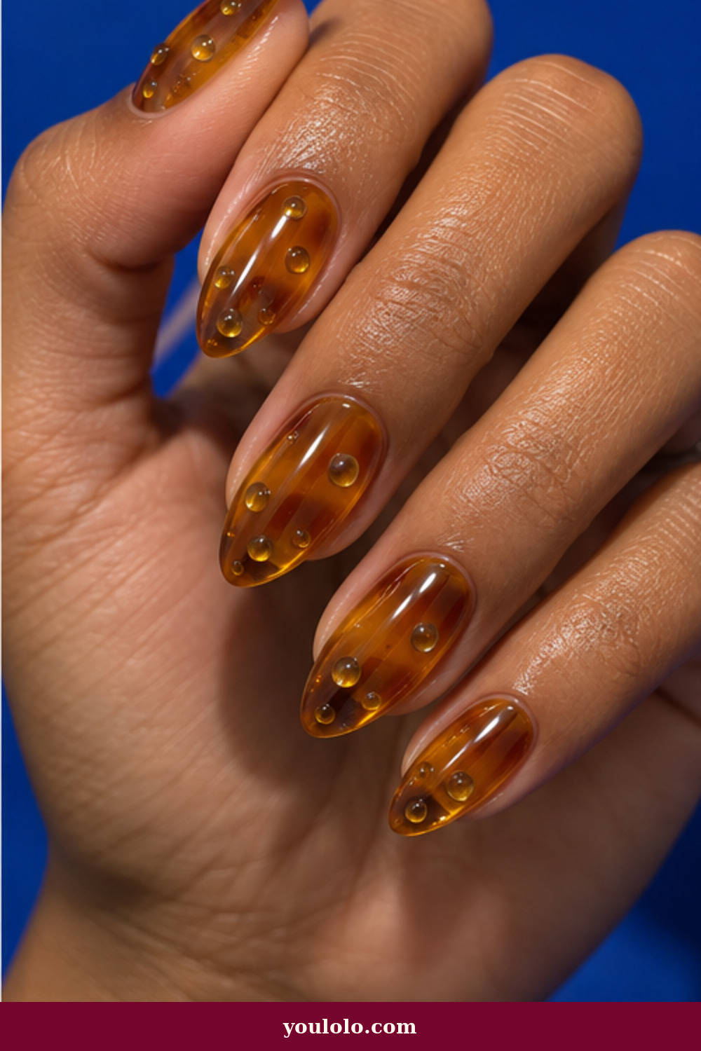 Simple Funky Nails idea 20: Amber Glass Droplets