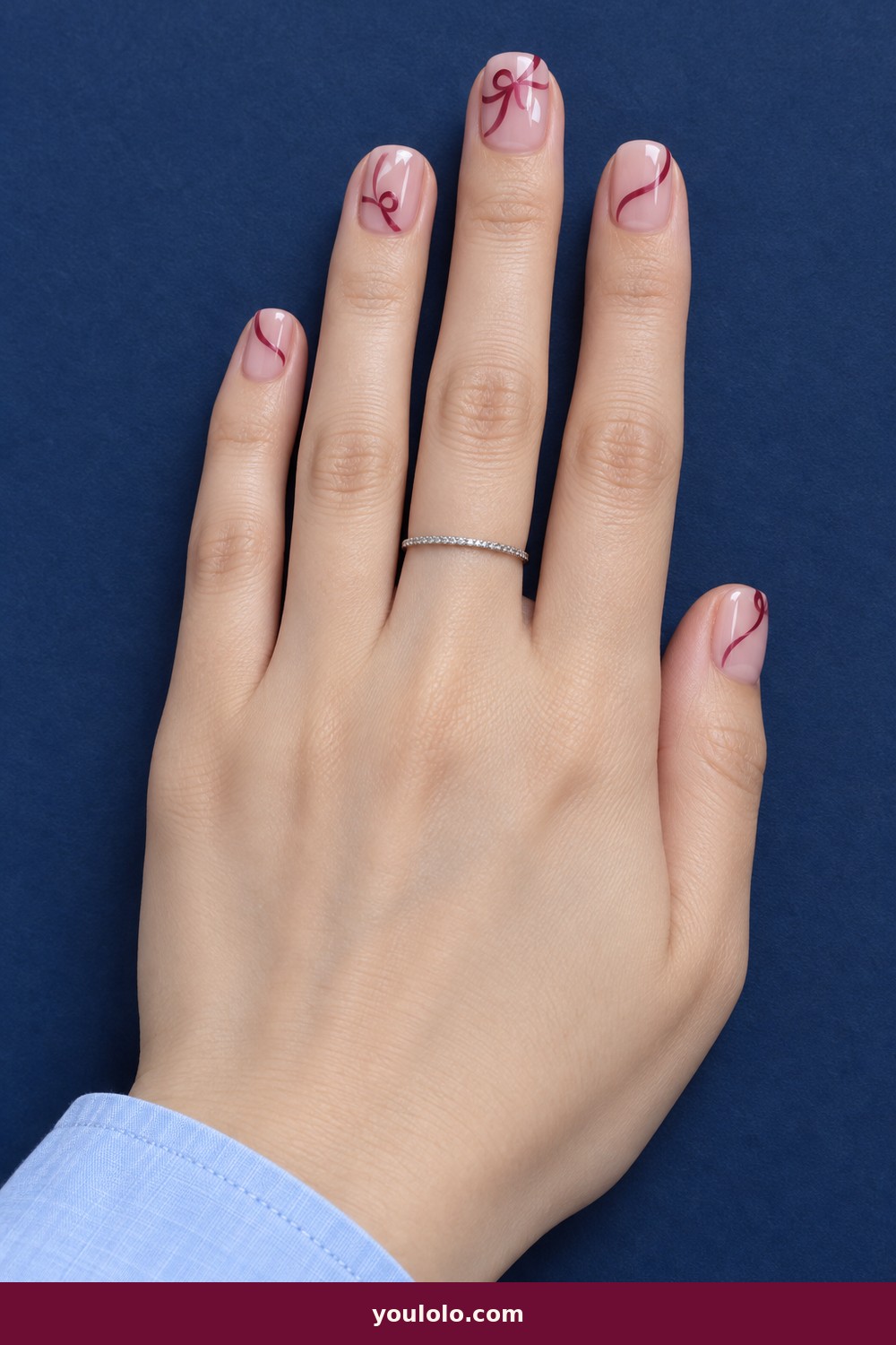 Black Cherry Outline — Short Red Nails idea 20