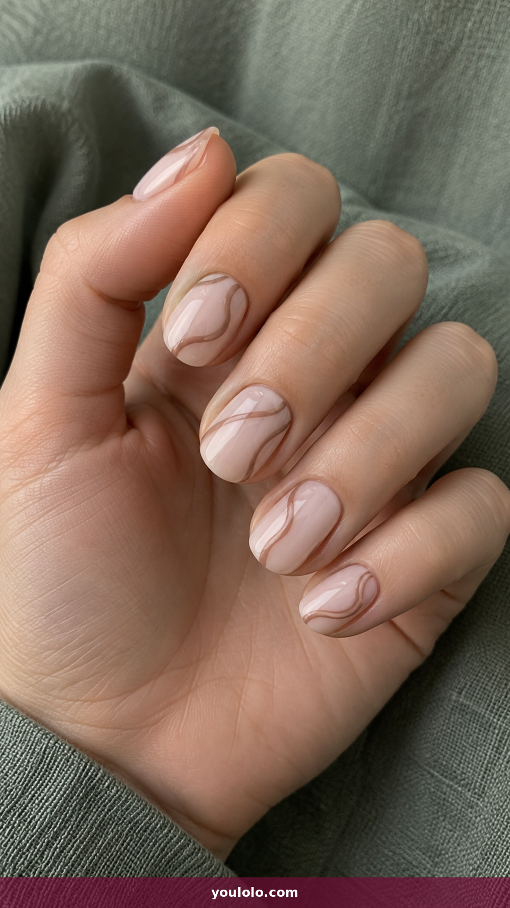 BIAB Nails Inspiration idea 20: Cocoa Swirl Negative Space in a realistic fall manicure