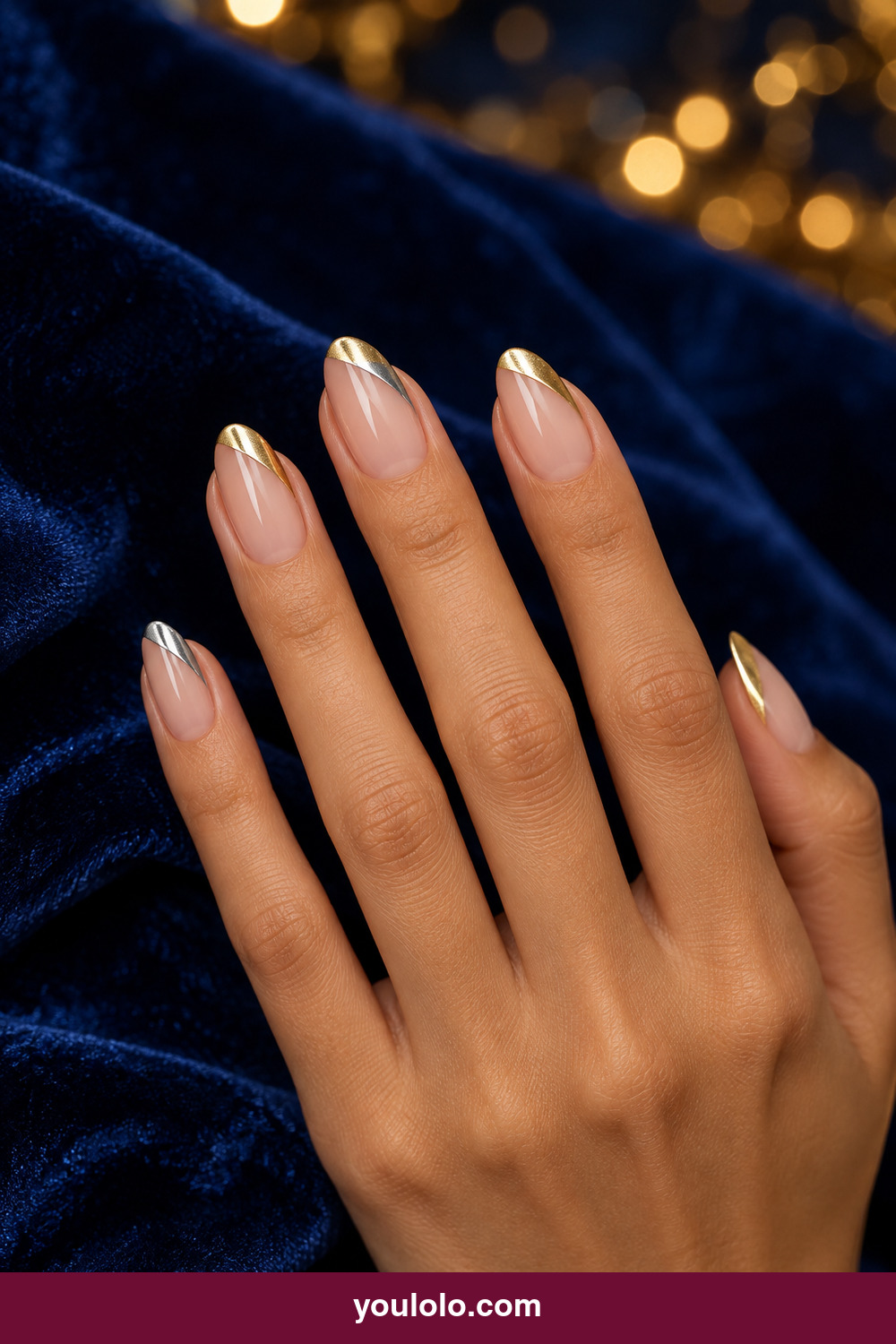 NYE Nails idea 20: Metallic Side French