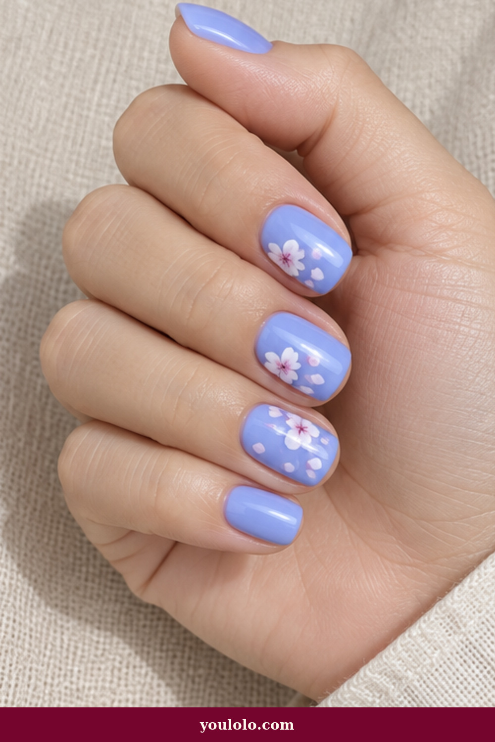 Periwinkle Side Blossoms Cherry Blossom Nails idea