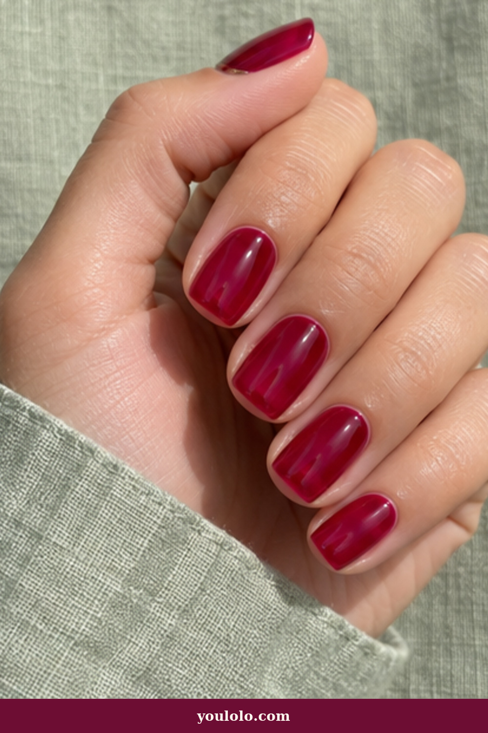 Squoval Nails idea 20: Raspberry Glass Jelly