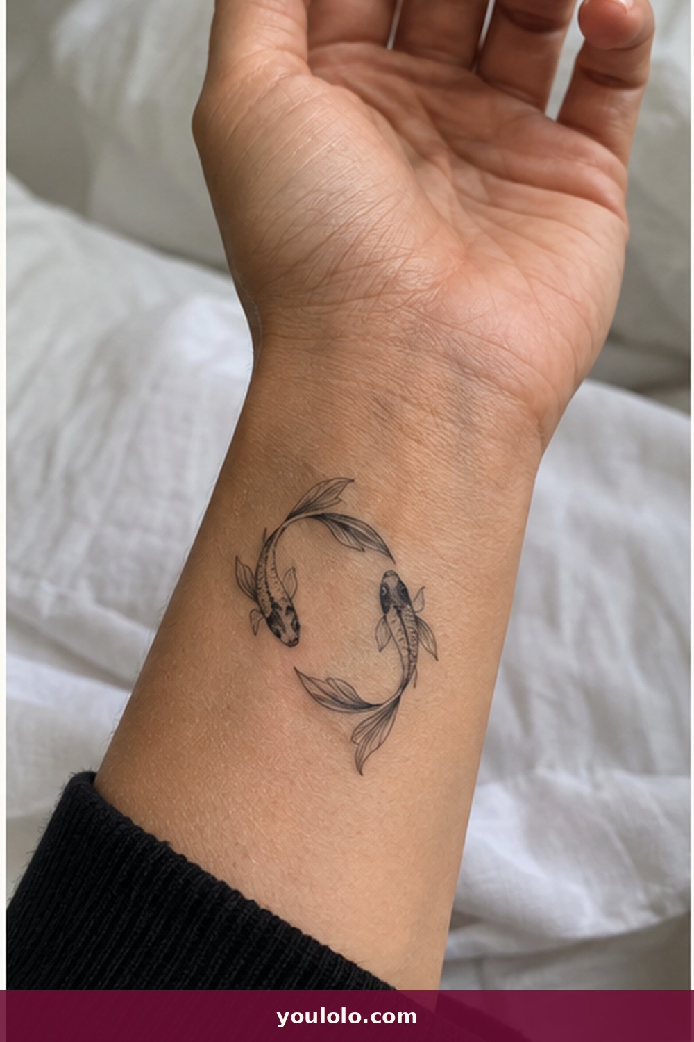 Two Circling Koi — idea 20 from Dainty Wrist Tattoos for Women