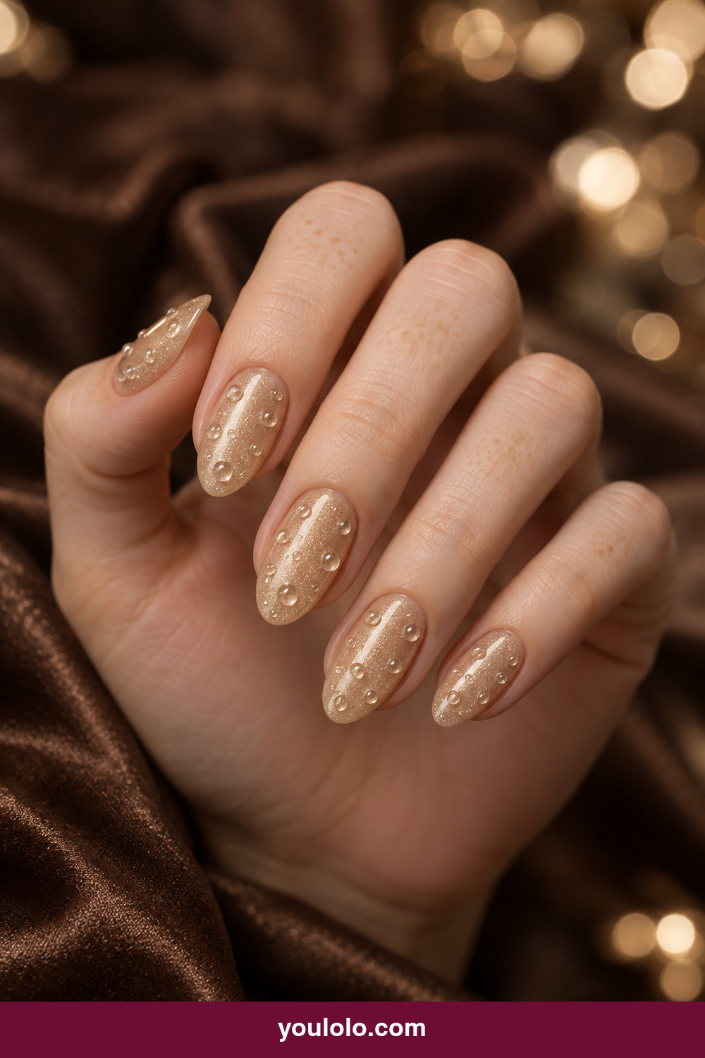 NYE Nails idea 21: Champagne Bubble Dots