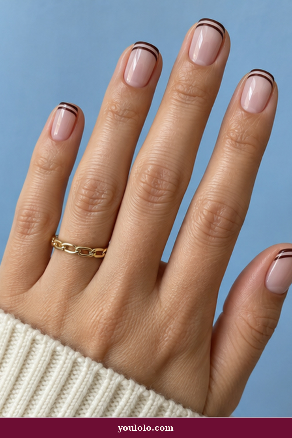 Squoval Nails idea 21: Chocolate Double French