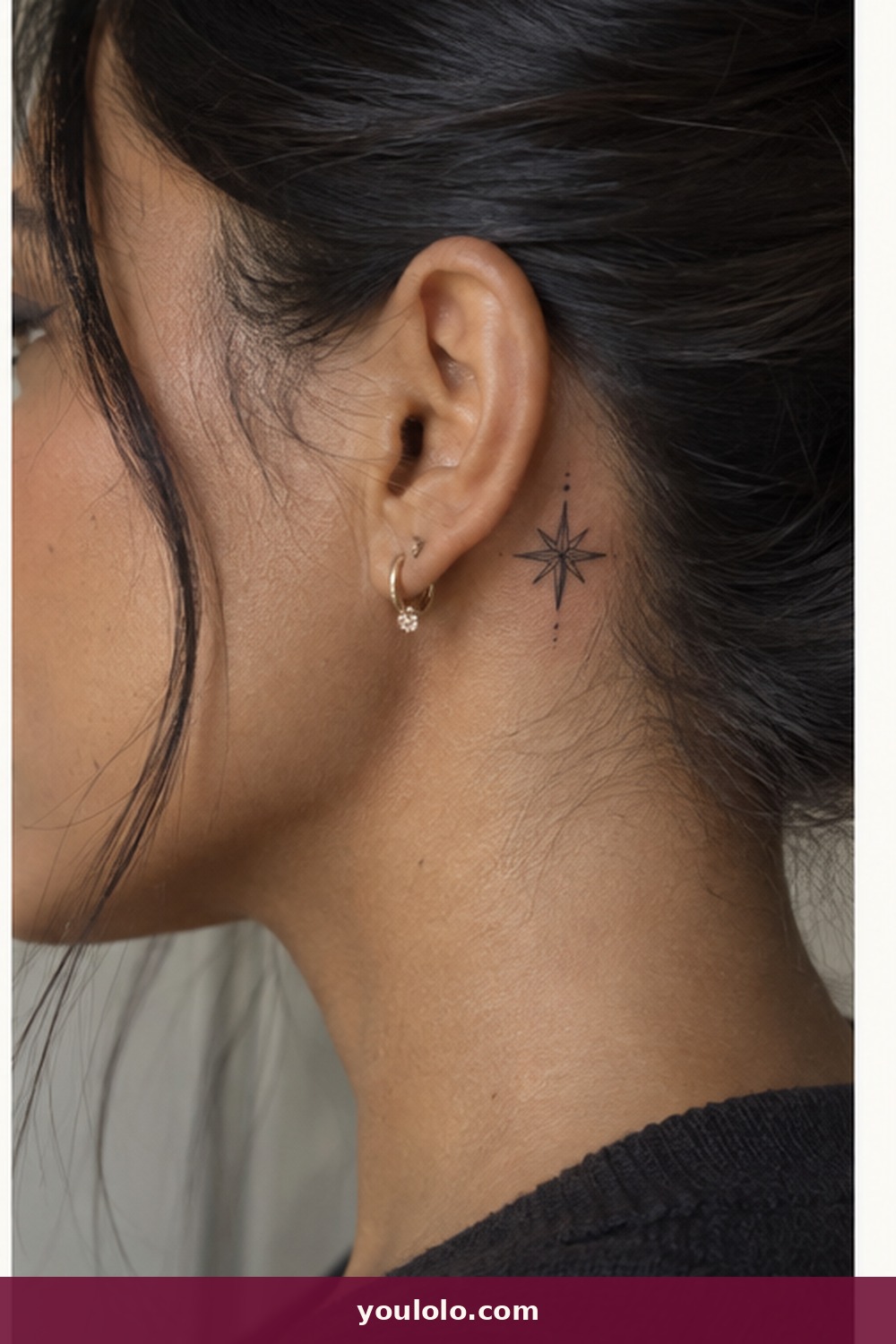 Eight-Point Starburst — idea 21 from Behind the Ear Tattoos for Women