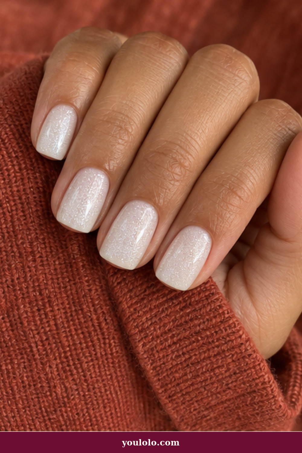 Squoval Nails idea 22: Frosted White Shimmer