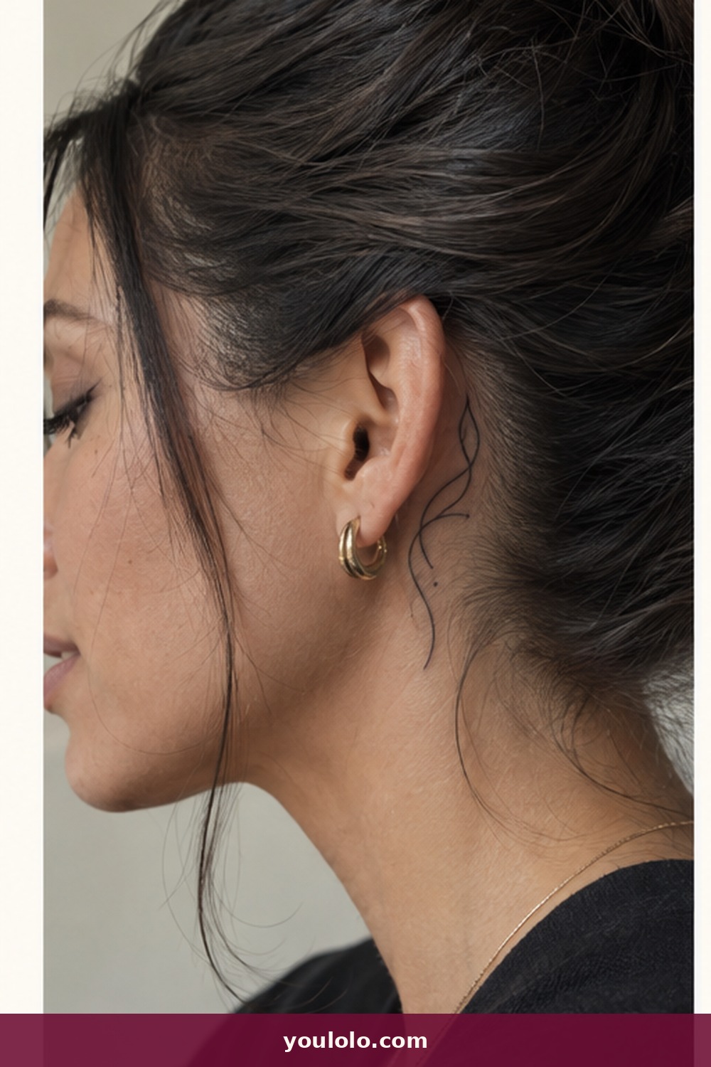 Abstract Flowing Line — idea 25 from Behind the Ear Tattoos for Women