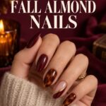 Fall Almond Nails with burgundy and tortoiseshell almond designs